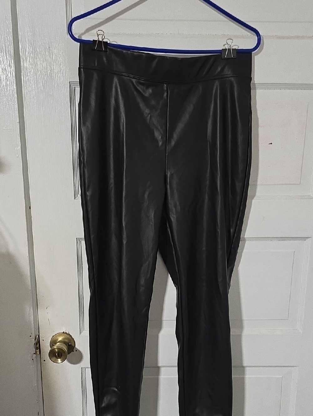 Black Faux-Leather Leggings with High Waist